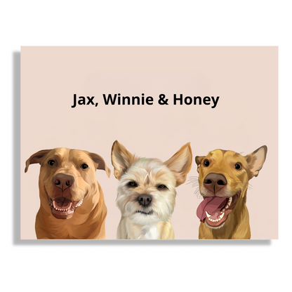 Custom Three Pet Portrait