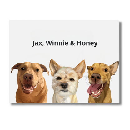 Custom Three Pet Portrait
