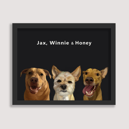 Custom Three Pet Portrait