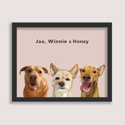 Custom Three Pet Portrait