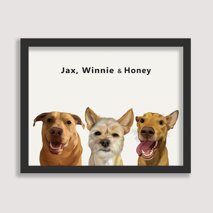 Custom Three Pet Portrait