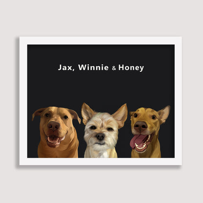 Custom Three Pet Portrait