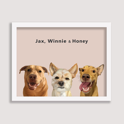 Custom Three Pet Portrait