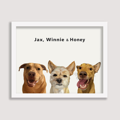 Custom Three Pet Portrait