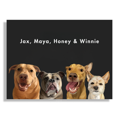 Custom Four Pet Portrait