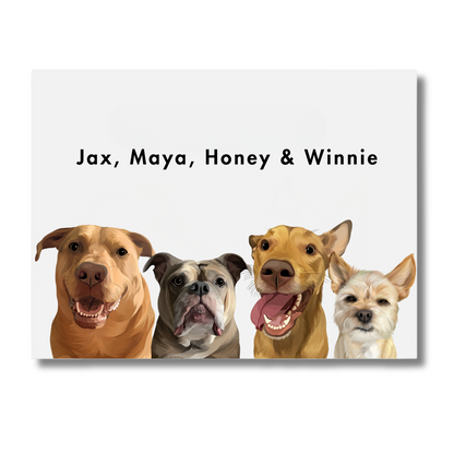 Custom Four Pet Portrait