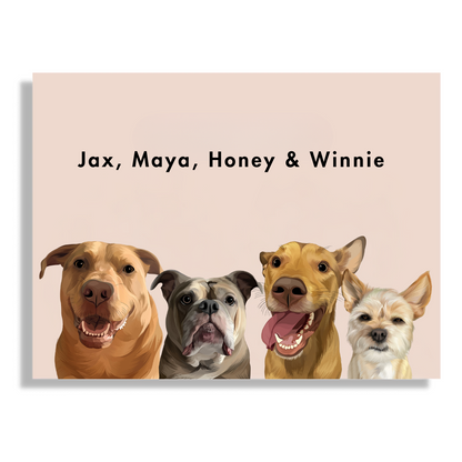 Custom Four Pet Portrait