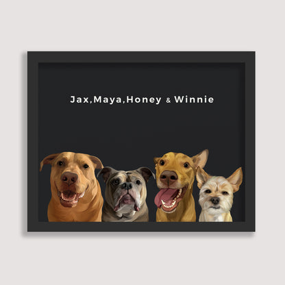 Custom Four Pet Portrait