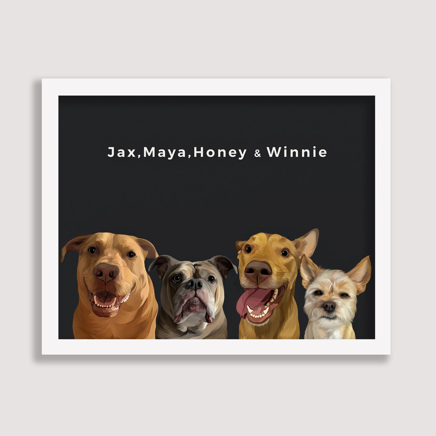 Custom Four Pet Portrait