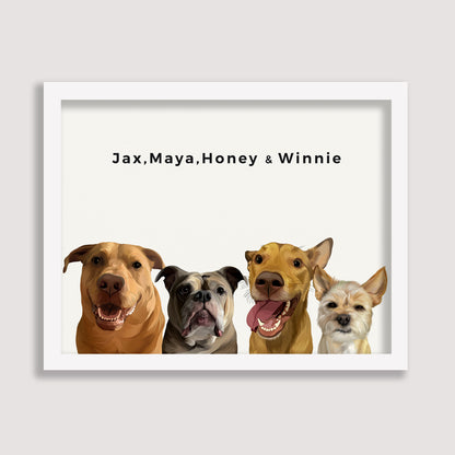 Custom Four Pet Portrait
